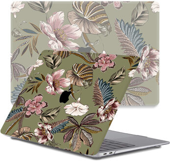 Lunso MacBook Pro 13 inch M1/M2 (2020-2022) cover hoes - case - Vintage Garden Wit, Groen, Roze