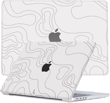 Lunso MacBook Pro 14 inch (2021-2023) cover hoes - case - Land Lines Zwart, Wit