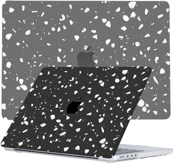 Lunso MacBook Pro 14 inch (2021-2023) cover hoes - case - Terrazzo Bergamo Zwart, Wit