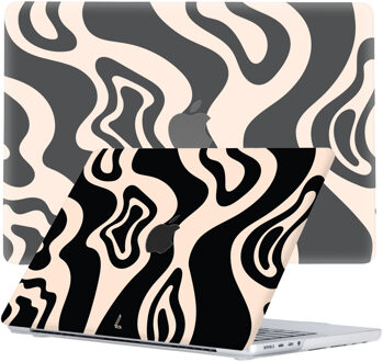 Lunso MacBook Pro 14 inch (2021-2023) cover hoes - case - Vanilla Swirl Zwart, Wit