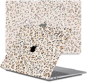 Lunso MacBook Pro 14 inch (2021-2024) cover hoes - case - Leopard Rose Gold Goud, Bruin, Roze, Meerdere kleuren