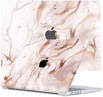 Lunso MacBook Pro 14 inch (2021-2024) cover hoes - case - Marble Vera Wit, Goud, Roze, Meerdere kleuren