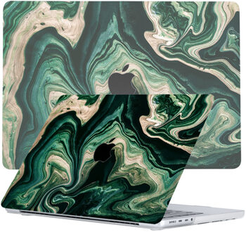 Lunso MacBook Pro 14 inch (2021-2024) cover hoes - case - Peridot Canyon Zwart, Groen, Meerdere kleuren