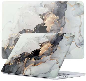 Lunso MacBook Pro 14 inch (2021-2026) cover hoes - case - Marble Magnus Zwart, Goud, Grijs, Meerdere kleuren