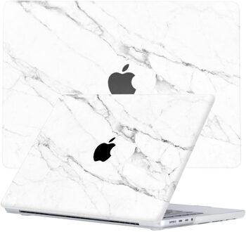 Lunso MacBook Pro 14 inch (2021-2026) cover hoes - case - Marble Vana Wit, Grijs