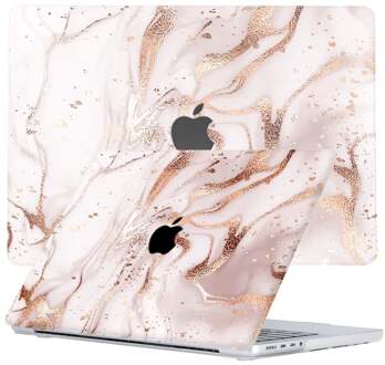 Lunso MacBook Pro 14 inch (2021-2026) cover hoes - case - Marble Vera Wit, Goud, Roze, Meerdere kleuren