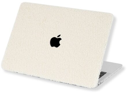 Lunso MacBook Pro 14 inch (2021-2026) cover hoes - case - Teddy Puffy Khaki Wit, Geel