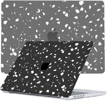Lunso MacBook Pro 14 inch (2021-2026) cover hoes - case - Terrazzo Bergamo Zwart, Wit