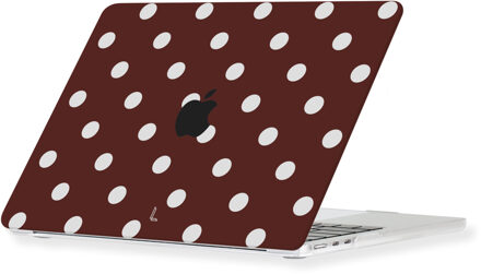 Lunso MacBook Pro 14 inch (2021-2026) cover hoes - case - Vintage Dots Wit, Bruin
