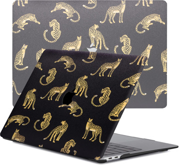 Lunso MacBook Pro 15 inch (2016-2020) cover hoes - case - Leopard Black Zwart, Goud