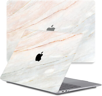 Lunso MacBook Pro 15 inch (2016-2020) cover hoes - case - Marble Aiden Wit, Goud, Groen
