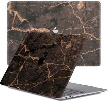 Lunso MacBook Pro 15 inch (2016-2020) cover hoes - case - Marble Blaro Zwart, Goud