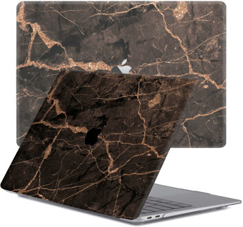 Lunso MacBook Pro 15 inch (2016-2020) cover hoes - case - Marble Blaro Zwart, Goud