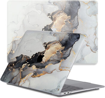 Lunso MacBook Pro 16 inch (2019) cover hoes - case - Marble Magnus Zwart, Goud, Grijs