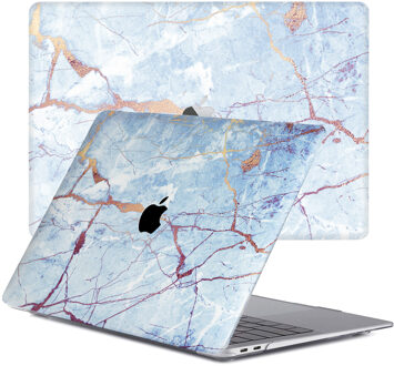 Lunso MacBook Pro 16 inch (2019) cover hoes - case - Marble Zelda Blauw, Goud