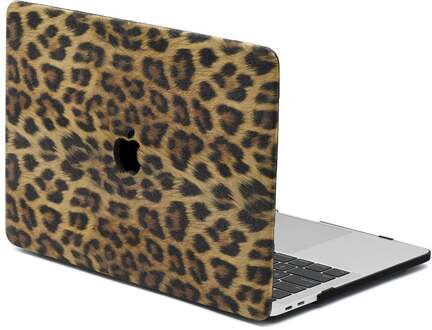 Lunso MacBook Pro 16 inch (2019) Leren cover hoes - case - Leopard Pattern Brown Zwart, Bruin, Geel