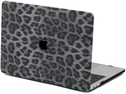 Lunso MacBook Pro 16 inch (2019) Leren cover hoes - case - Leopard Pattern White Zwart, Grijs