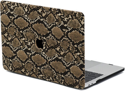Lunso MacBook Pro 16 inch (2019) Leren cover hoes - case - Snake Pattern Brown Zwart, Bruin