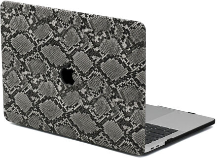 Lunso MacBook Pro 16 inch (2019) Leren cover hoes - case - Snake Pattern Grey Grijs