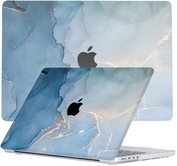 Lunso MacBook Pro 16 inch (2021-2026) cover hoes - case - Aciano Azul Blauw, Goud