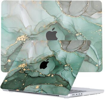 Lunso MacBook Pro 16 inch (2021-2026) cover hoes - case - Green Maeve Goud, Groen, Grijs