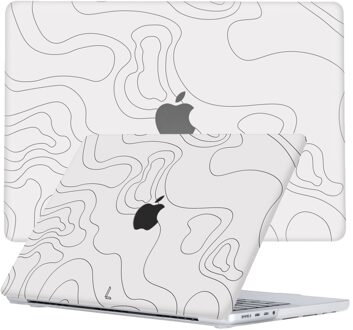 Lunso MacBook Pro 16 inch (2021-2026) cover hoes - case - Land Lines Zwart, Wit