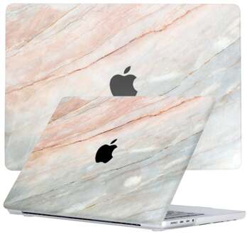 Lunso MacBook Pro 16 inch (2021-2026) cover hoes - case - Marble Aiden Blauw, Roze, Grijs