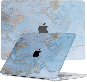 Lunso MacBook Pro 16 inch (2021-2026) cover hoes - case - Marble Ariel Blauw, Wit, Goud, Meerdere kleuren