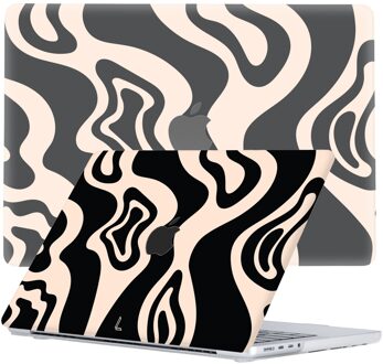 Lunso MacBook Pro 16 inch (2021-2026) cover hoes - case - Vanilla Swirl Zwart, Wit