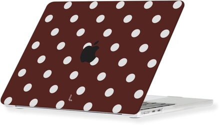 Lunso MacBook Pro 16 inch (2021-2026) cover hoes - case - Vintage Dots Wit, Bruin