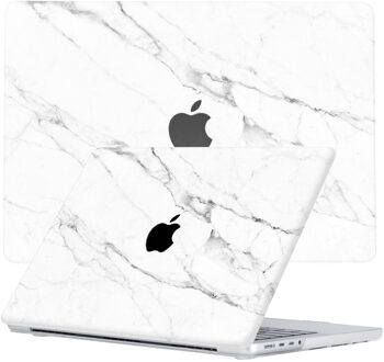 Lunso MacBook Pro 16 inch M1/M2 (2021-2023) cover hoes - case - Marble Vana Wit, Grijs