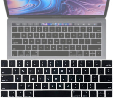 Lunso MacBook Pro (2016-2020) Keyboard Cover met Touchbar (US) QWERTY indeling - Zwart