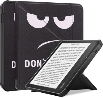 Lunso Origami sleepcover hoes - Kobo Libra 2 (7 inch) - Don't Touch Zwart, Wit