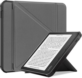 Lunso Origami sleepcover hoes - Kobo Libra 2 (7 inch) - Grijs