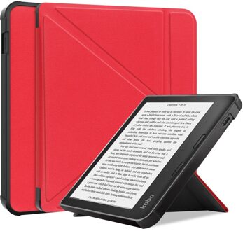 Lunso Origami sleepcover hoes - Kobo Libra 2 (7 inch) - Rood