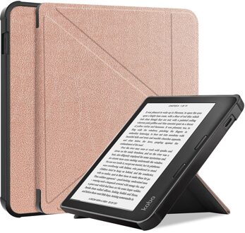 Lunso Origami sleepcover hoes - Kobo Libra 2 (7 inch) - Rose Goud