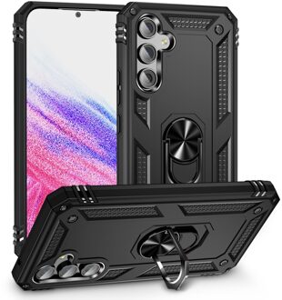 Lunso Samsung Galaxy A54 - Armor backcover hoes met ringhouder - Zwart