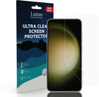 Lunso Samsung Galaxy S23 - Duo Pack (2 stuks) Beschermfolie - Full Cover Screen protector Wit