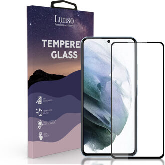 Lunso Samsung Galaxy S23 - Gehard Beschermglas - Full Cover Screenprotector - Black Edge Wit