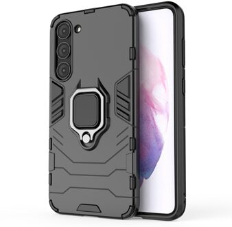 Lunso Samsung Galaxy S23 Plus - Armor backcover hoes met ringhouder - Zwart
