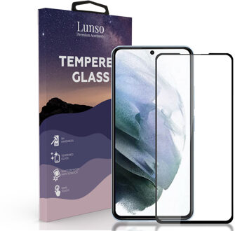 Lunso Samsung Galaxy S23 Plus - Gehard Beschermglas - Full Cover Screenprotector - Black Edge Wit