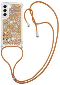 Lunso Samsung Galaxy S23 Plus - Telefoonhoes met koord - Glitter Goud