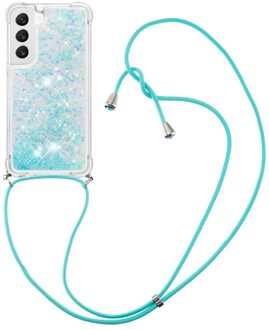 Lunso Samsung Galaxy S23 Plus - Telefoonhoes met koord - Glitter Lichtblauw