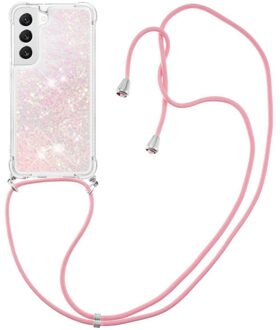 Lunso Samsung Galaxy S23 Plus - Telefoonhoes met koord - Glitter Lichtroze