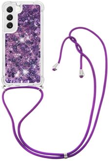 Lunso Samsung Galaxy S23 Plus - Telefoonhoes met koord - Glitter Paars