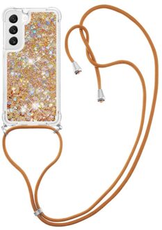 Lunso Samsung Galaxy S23 - Telefoonhoes met koord - Glitter Goud