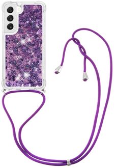 Lunso Samsung Galaxy S23 - Telefoonhoes met koord - Glitter Paars