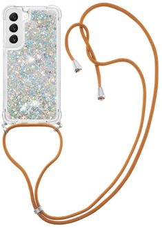 Lunso Samsung Galaxy S23 - Telefoonhoes met koord - Glitter Zilver