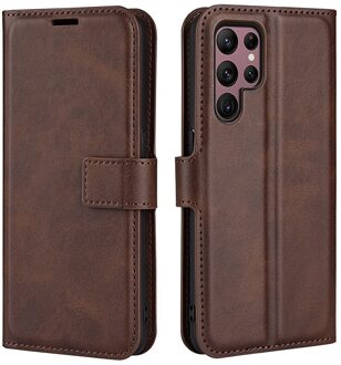 Lunso Samsung Galaxy S23 Ultra - cover bookcase hoes - Coffee Bruin