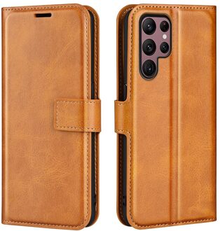 Lunso Samsung Galaxy S23 Ultra - cover bookcase hoes - Cognac Bruin
